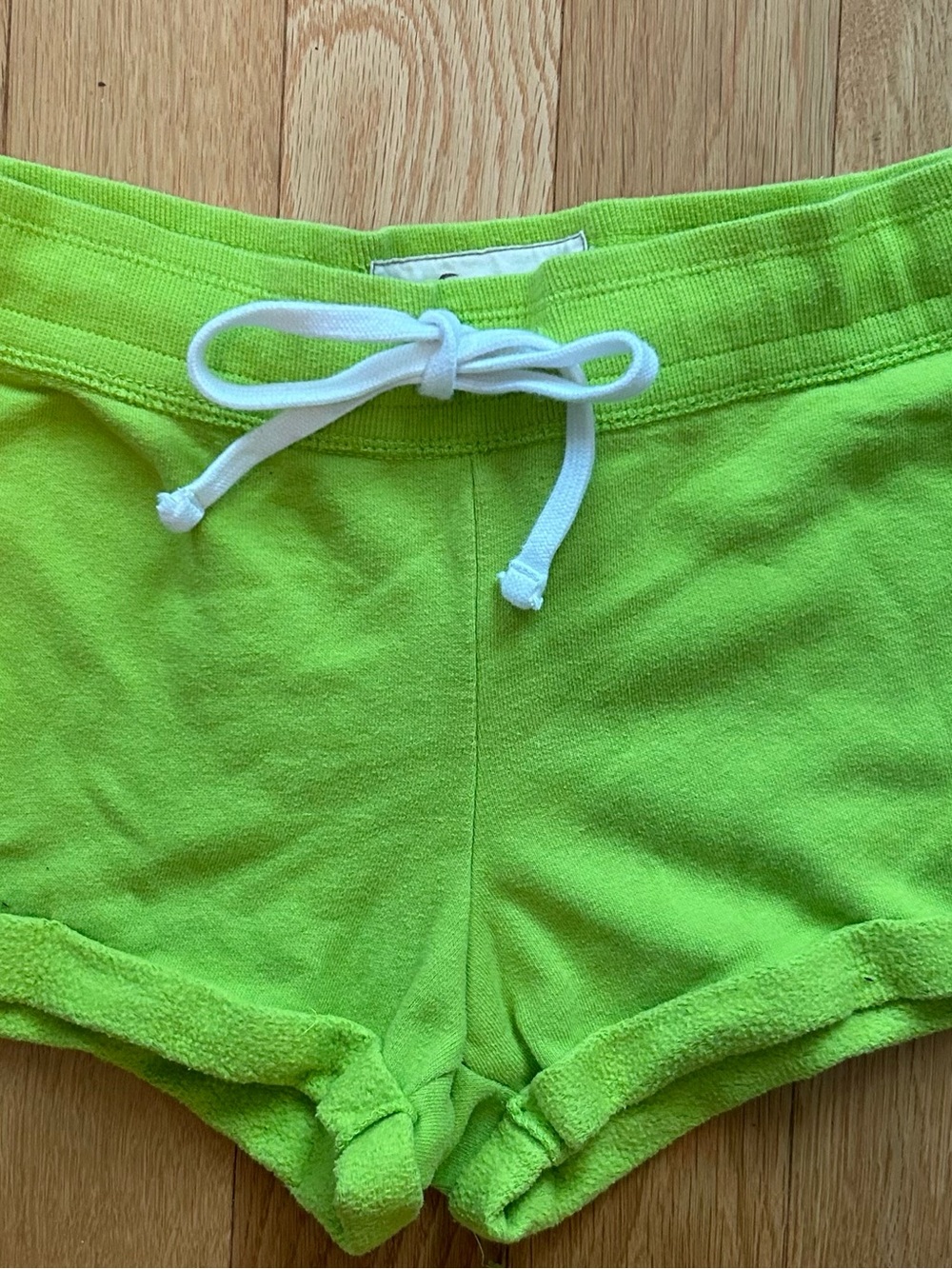 Hollister Neon Green Terry Drawstring Shorts